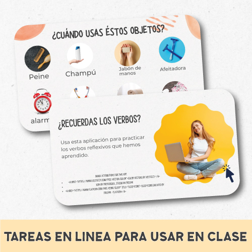 Actividades de verbos reflexivos para clases de ELE en línea con juegos y ejercicios. Levantarme o me levanto. Reglas de conjugación de verbos en español. Ejercicios para practicar verbos reflexivos. Lecciones completas listas para enseñar verbos reflexivos. Juegos de ELE para verbos reflexivos.