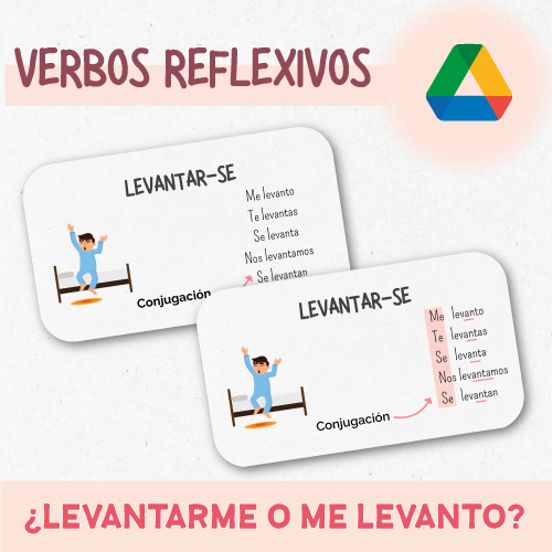 Actividades de verbos reflexivos para clases de ELE en línea con juegos y ejercicios. Levantarme o me levanto. Reglas de conjugación de verbos en español. Ejercicios para practicar verbos reflexivos. Lecciones completas listas para enseñar verbos reflexivos. Juegos de ELE para verbos reflexivos.